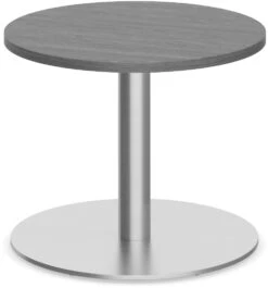 Classic Round End Table 24" With Round Brushed Metal Base - Newport Grey