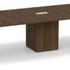 Classic Racetrack Conference Table 16 Ft With Cube Base - Modern Walnut