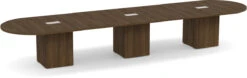 Classic Racetrack Conference Table 16 Ft With Cube Base - Modern Walnut