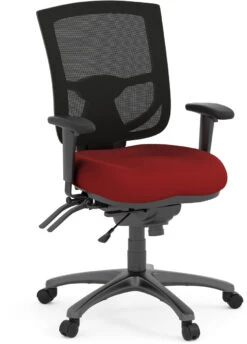 CoolMesh Pro Executive Mid Back Chair - Red Fabric With Titanium Base