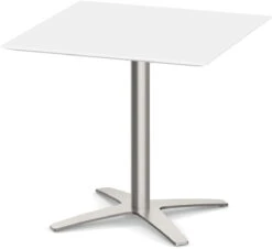 Classic Square Meeting Table 36" With Beveled-Edge Top And Cross Brushed Metal Base - White