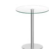Classic Round Bistro Table 36" With Glass Top And Round Brushed Metal Base