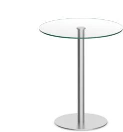 Classic Round Bistro Table 36" With Glass Top And Round Brushed Metal Base