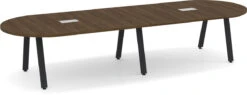 Signature Racetrack Conference Table 12 Ft - Modern Walnut With Black Metal Legs