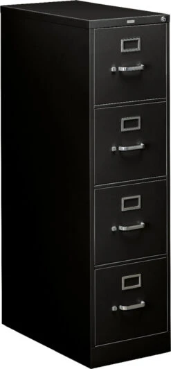 HON 310 Series Vertical Filing Cabinet - 4 Drawer In Black For Letter Files