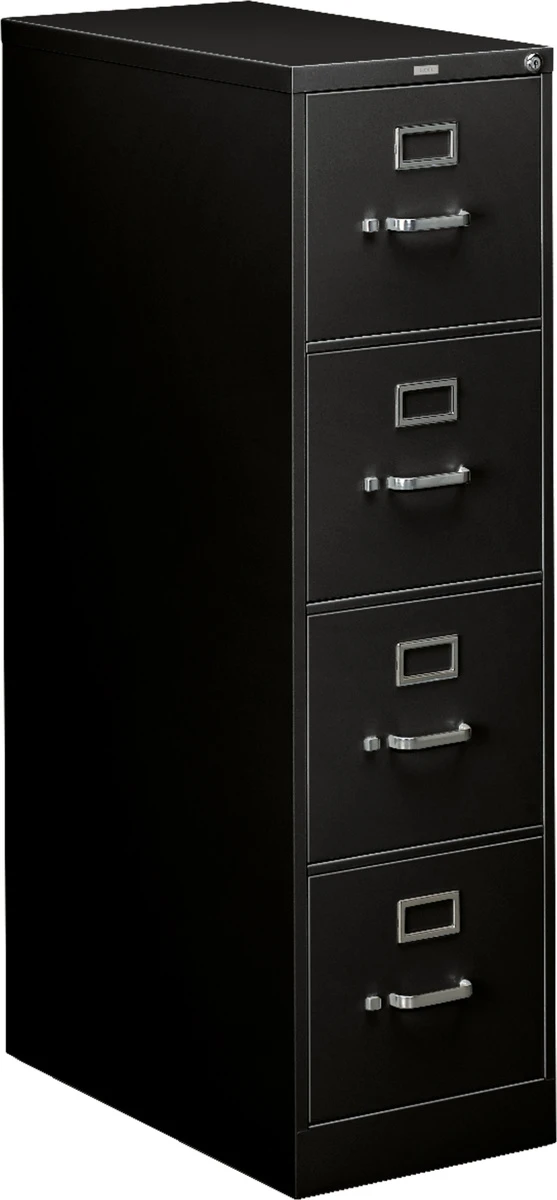 HON 310 Series Vertical Filing Cabinet - 4 Drawer In Black For Letter Files