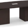 Classic Boat-Shape Conference Table 8 Ft With Cube Base - Espresso