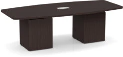 Classic Boat-Shape Conference Table 8 Ft With Cube Base - Espresso