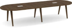 Signature Racetrack Conference Table 12 Ft - Modern Walnut And Silver Hardware