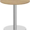 Classic Round Meeting Table 36" With Square-Edge Top And Round Brushed Metal Base - Aspen
