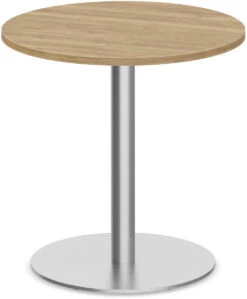 Classic Round Meeting Table 42" With Square-Edge Top And Round Brushed Metal Base - Aspen
