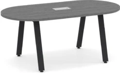 Signature Racetrack Conference Table 6 Ft - Newport Grey With Black Metal Legs