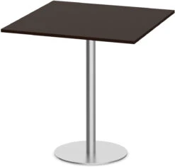 Classic Square Bistro Table 42" With Round Brushed Metal Base - Espresso