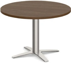 Classic Round End Table 30" With Cross Brushed Metal Base - Modern Walnut