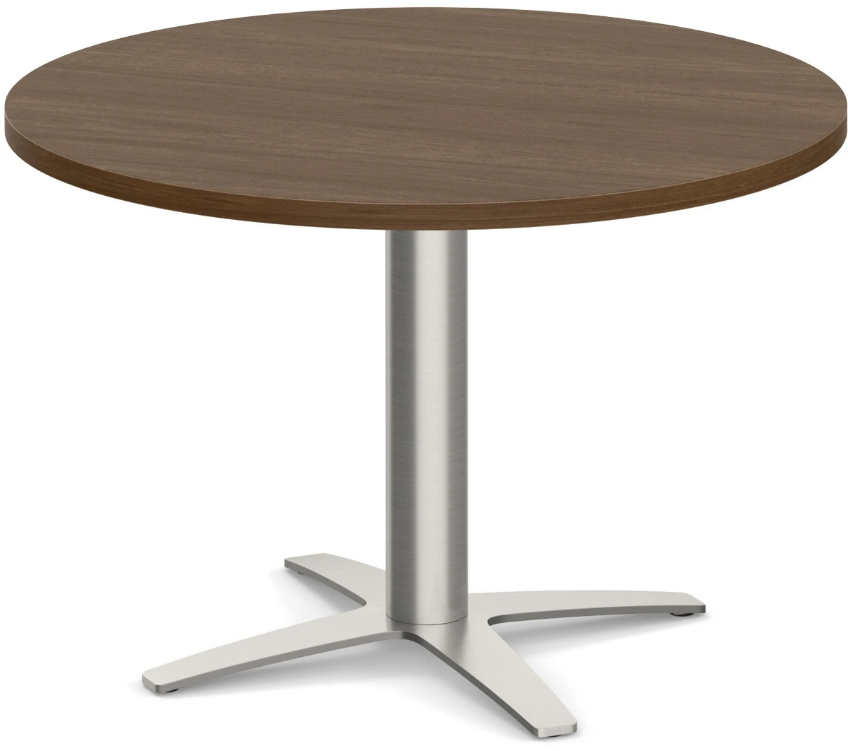 Classic Round End Table 30" With Cross Brushed Metal Base - Modern Walnut