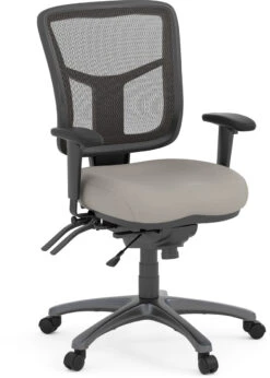 CoolMesh Executive Mid Back Chair - Grey Antimicrobial Vinyl With Titanium Base
