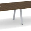 Signature Racetrack Conference Table 12 Ft - Modern Walnut With Silver Metal Legs