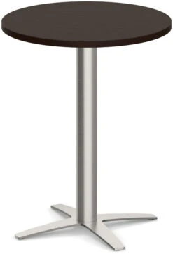 Classic Round Meeting Table 24" With Cross Brushed Metal Base - Espresso
