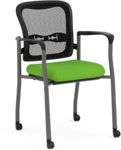 Spice! Stackable Mesh Guest Chair - Green With Casters