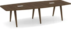 Signature Boat-Shape Conference Table 10 Ft - Modern Walnut And Silver Hardware