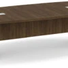 Classic Plus Boat-Shape Conference Table 10 Ft - Modern Walnut With Silver Metal Accents