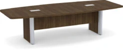 Classic Plus Boat-Shape Conference Table 10 Ft - Modern Walnut With Silver Metal Accents