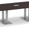 Classic Boat-Shape Conference Table 14 Ft With Palmer Brushed Double Base - Espresso