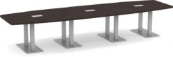 Classic Boat-Shape Conference Table 14 Ft With Palmer Brushed Double Base - Espresso