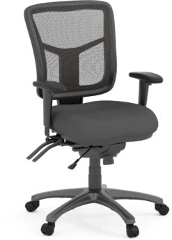 CoolMesh Executive Mid Back Chair - Grey Fabric With Titanium Base