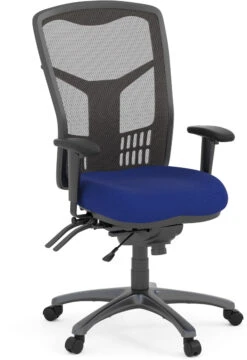 CoolMesh Executive High Back Chair - Blue Fabric With Titanium Base