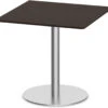 Classic Square Meeting Table 36" With Beveled-Edge Top And Round Brushed Metal Base - Espresso