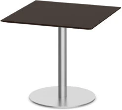 Classic Square Meeting Table 36" With Beveled-Edge Top And Round Brushed Metal Base - Espresso