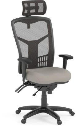 CoolMesh Executive High Back Chair - Grey Antimicrobial Vinyl With Headrest