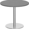 Classic Round Meeting Table 42" With Square-Edge Top And Round Brushed Metal Base - Newport Grey