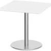 Classic Square Meeting Table 36" With Beveled-Edge Top And Round Brushed Metal Base - White