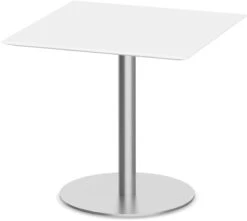 Classic Square Meeting Table 36" With Beveled-Edge Top And Round Brushed Metal Base - White