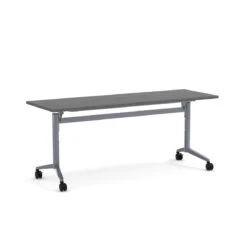 Flip Top Table With Square-Edge Top 24" X 72" - Newport Grey Top With Silver Base