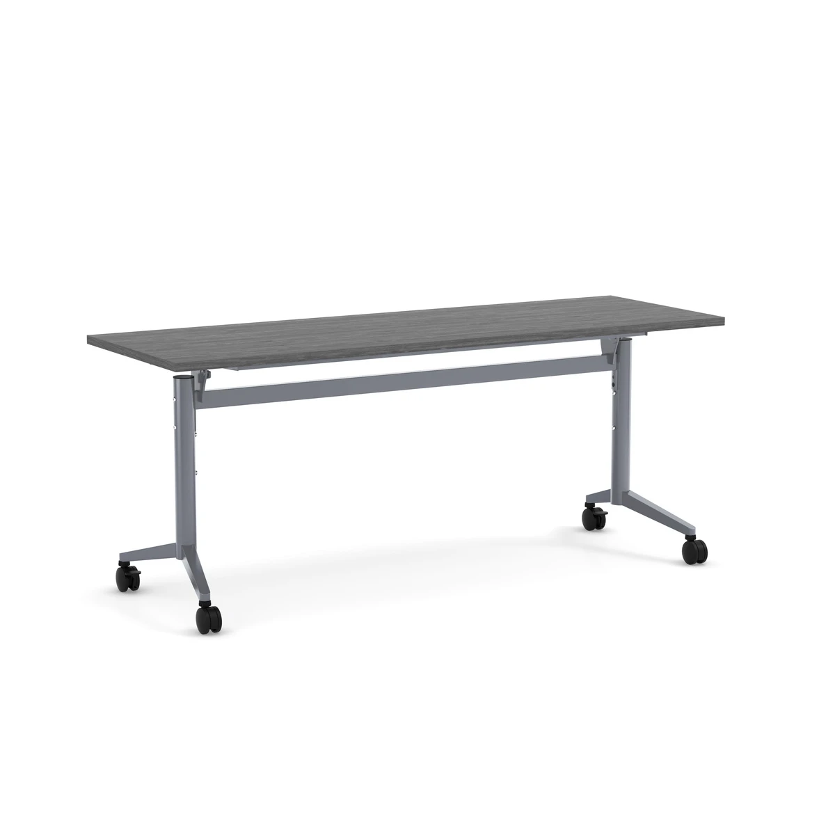 Flip Top Table With Square-Edge Top 24" X 72" - Newport Grey Top With Silver Base