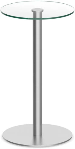 Classic Round Bistro Table 24" With Glass Top And Round Brushed Metal Base