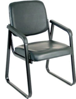 Ashton Sled Base Guest Chair - Black Antimicrobial Vinyl