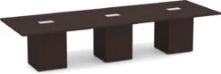 Classic Square-Edge Conference Table 12 Ft With Cube Base - Espresso