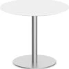 Classic Round Meeting Table 42" With Beveled-Edge Top And Round Brushed Metal Base - White