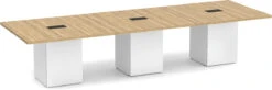 Classic Square-Edge Conference Table 12 Ft With Cube Base - Aspen With White Base