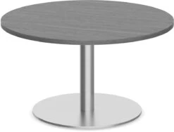 Classic Round End Table 36" With Round Brushed Metal Base - Newport Grey