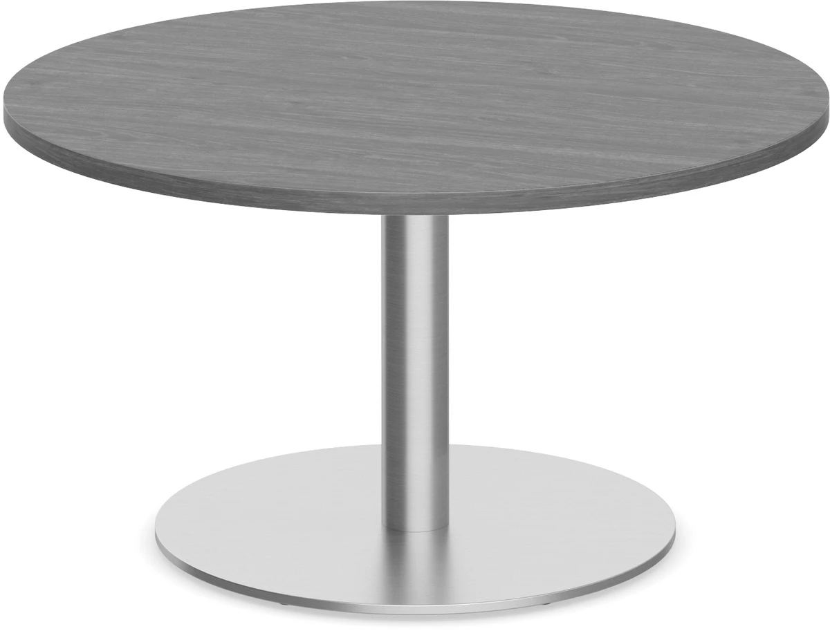 Classic Round End Table 36" With Round Brushed Metal Base - Newport Grey