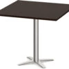 Classic Square Meeting Table 36" With Cross Brushed Metal Base -Espresso