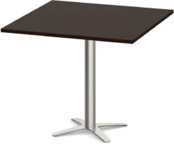 Classic Square Meeting Table 36" With Cross Brushed Metal Base -Espresso
