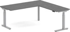 Enhance Electric Height-Adjustable L-Shape Desk 72" X 72" - Newport Grey With Silver Base