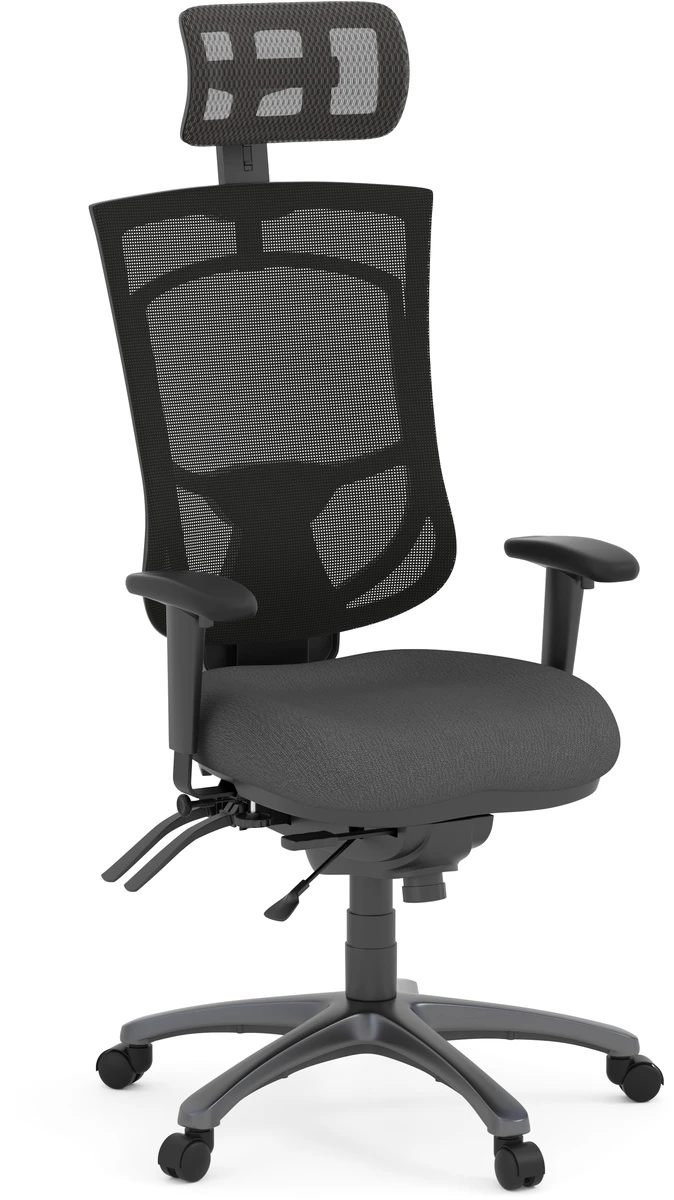 CoolMesh Pro Executive High Back Chair - Grey Fabric With Titanium Base And Headrest