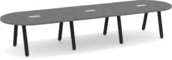 Signature Racetrack Conference Table 14 Ft - Newport Grey With Black Metal Legs